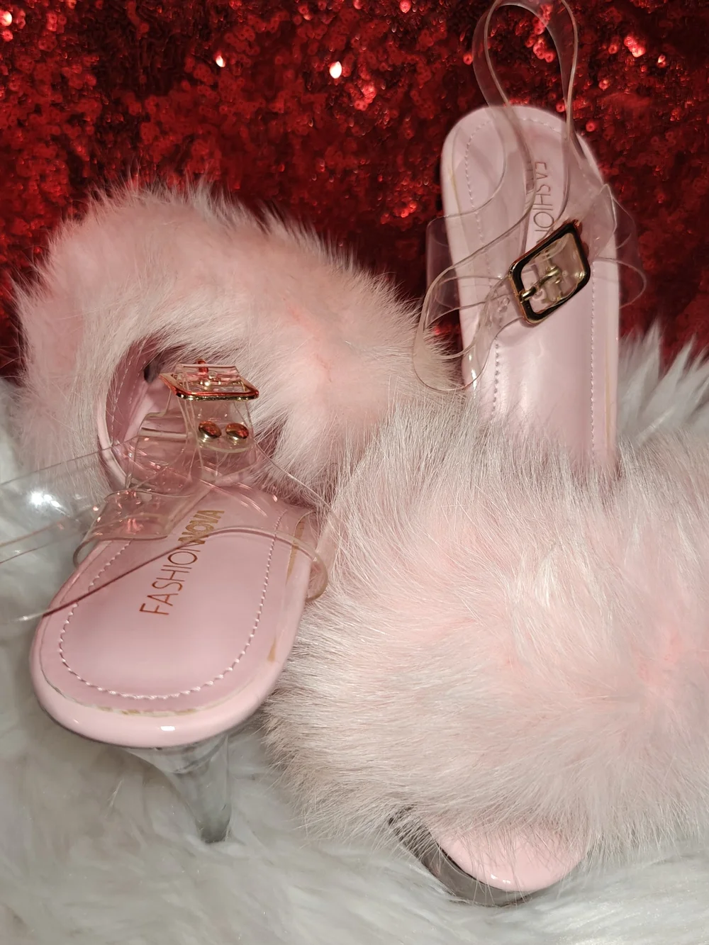 Cape Robbin Pink Faux Fur Platform Heels